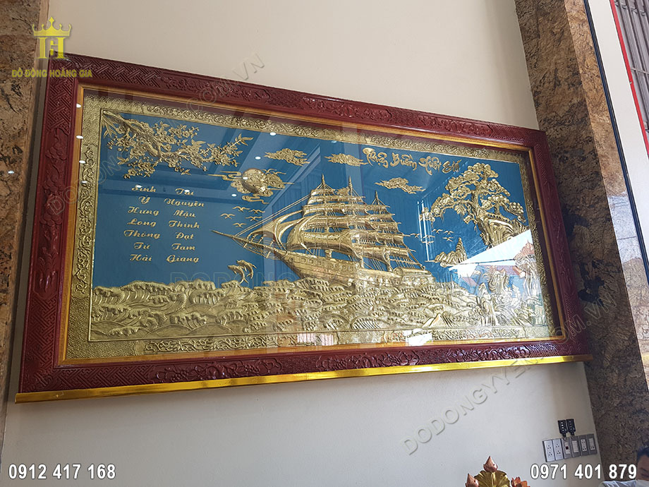 bức tranh đồng thuận buồm xu&ocirc;i gi&oacute; v&agrave;ng